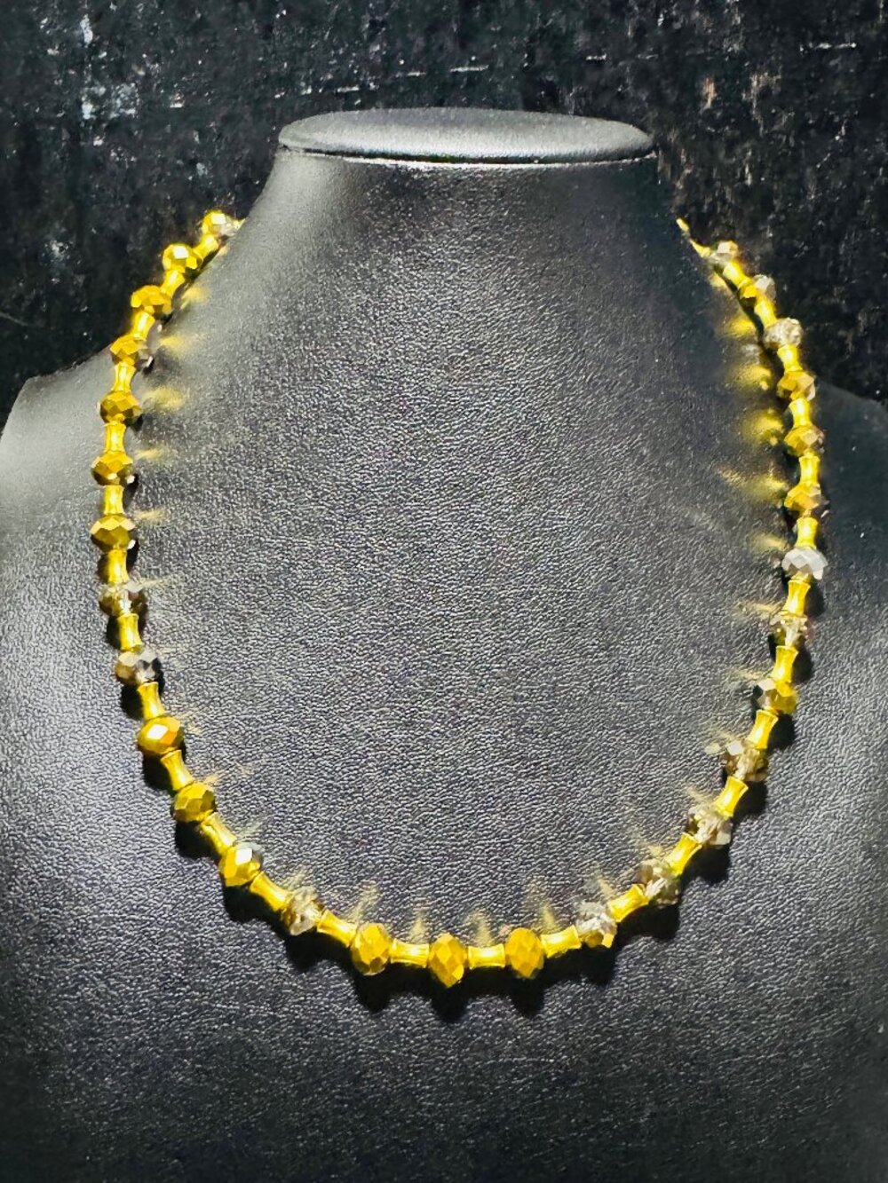 Beaded Gold on Gold Color Necklace 18" + 3.5" Adjuster High Quality w Bracelet